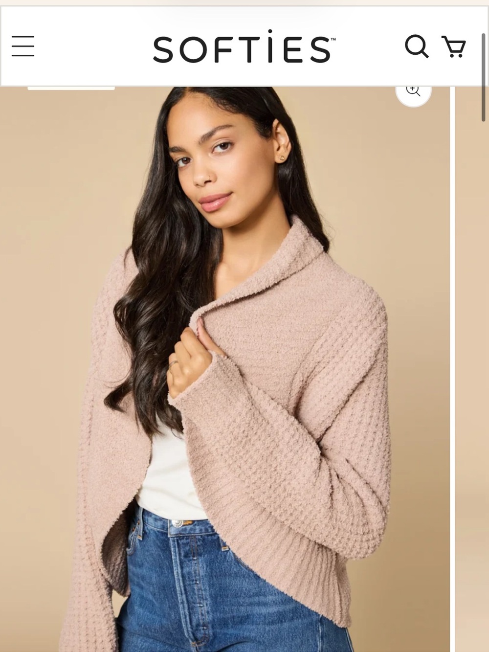 Softies Women's Blush Pink Cozy Open-Front Sweater